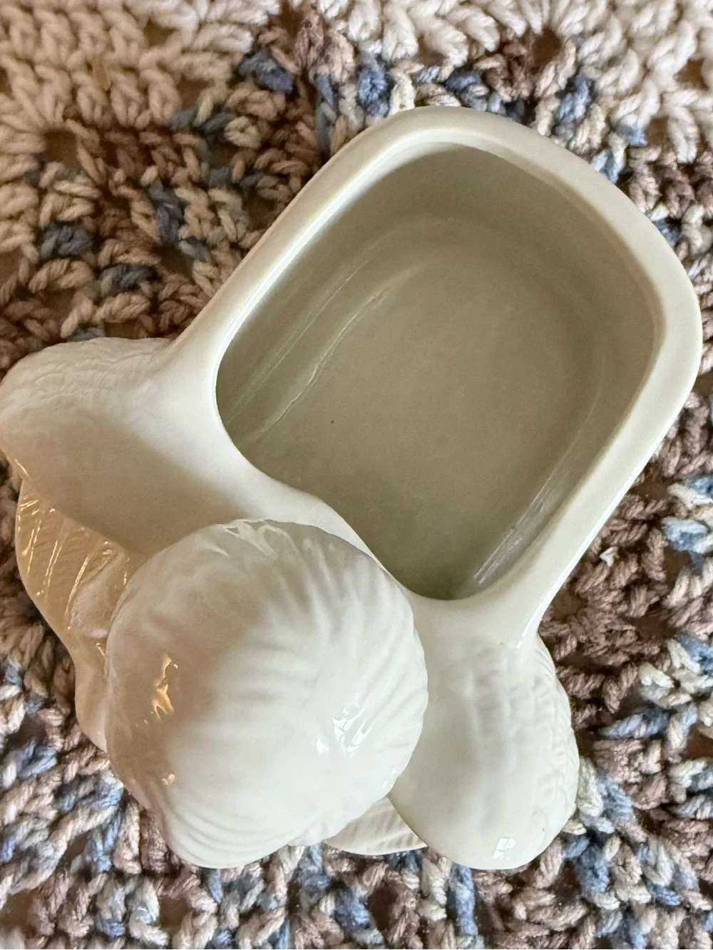 Vintage Ceramic Cherub Angel Holding a Bird Planter